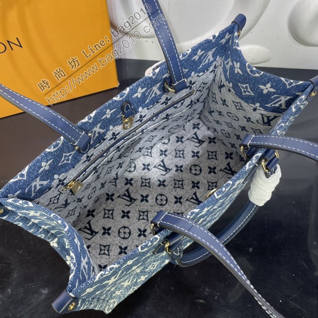 路易威登2022新款女士手袋 M59608 路易威登Onthego中号手袋 Monogram提花丹宁布 LV手提购物袋  ydh4609